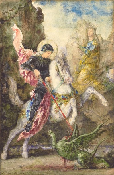 Pyhä Yrjö ja lohikäärme, 1869 tekijältä Gustave Moreau