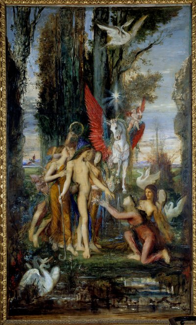 Kreikkalainen runoilija Hesiode (8. vuosisata eKr.) ja Gustave Moreaun (1826-1898) Muses-maalaus 1800-luku, 263 x 155 cm Pariisi, Museo Gustave Moreau tekijältä Gustave Moreau