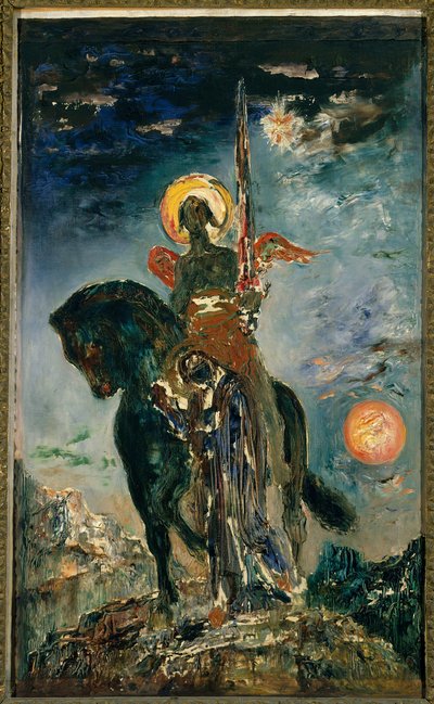 Gustave Moreaun (1826-1898) maalaus Puisto ja kuoleman enkeli Sun. 1,10 x 0,37 m. Pariisi, Gustave Moreau-museo tekijältä Gustave Moreau
