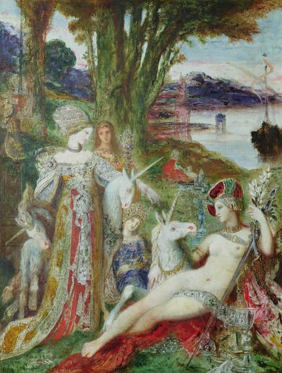 Yksisarviset (öljy kankaalle) tekijältä Gustave Moreau