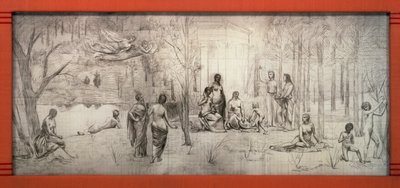 Art nouveau -kehys Pierre Puvis de Chavannesin (1824-1898) piirustukseen, Gustave Serrurier-Bovy (1858-1910), Ranska tekijältä Gustave Serrurier Bovy