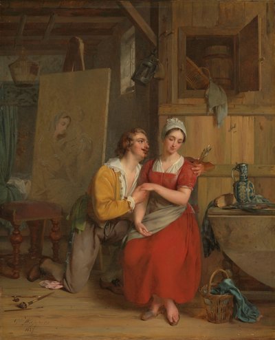Anthony van Dyck kosimassa malliaan tekijältä Gustave Wappers