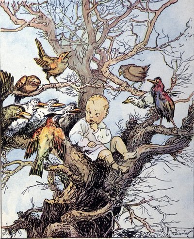 Kuvitus James Matthew Barrien (JM tai J. M. Barrie) tarinaan "La storia di Peter Pan" tekijältä Gustavo Gustavino Rosso