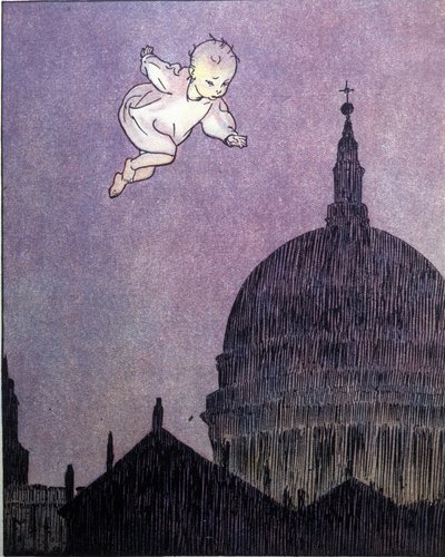 Kuvitus James Matthew Barrien (JM tai J. M. Barrie) tarinaan "La storia di Peter Pan" tekijältä Gustavo Gustavino Rosso