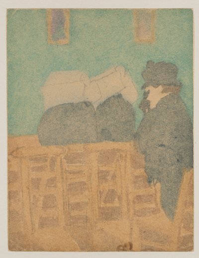 Hahmoja kirkossa (akvarelli ja lyijykynä) tekijältä Gwen John