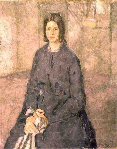 Tyttö pitelee ruusua, n. 1915-25 tekijältä Gwen John