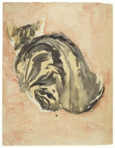 Istuva kilpikonnakissa (sekatekniikka paperille) tekijältä Gwen John