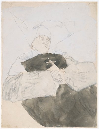 Kuoleva nunna (sekatekniikka paperille) tekijältä Gwen John