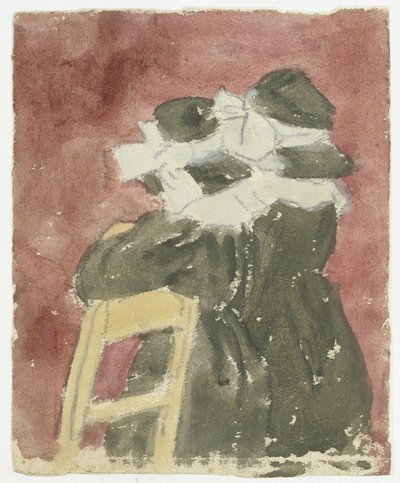 Kaksi tyttöä seisomassa kirkossa (kynä akvarellilla paperilla) tekijältä Gwen John