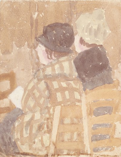 Kaksi naista kirkossa istumassa (akvarelli paperille) tekijältä Gwen John