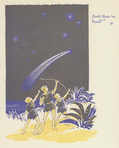 Peter Pan ja Wendy: Ja sitten hän ampui (väri litho) tekijältä Gwynedd M. Hudson