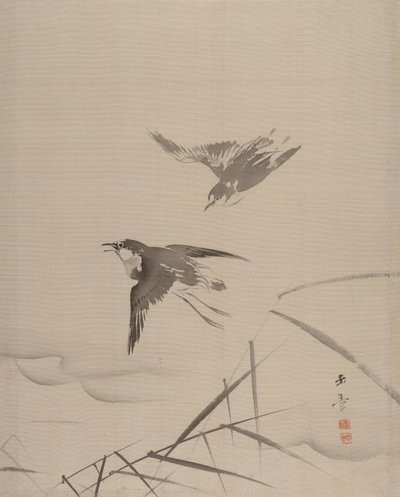 Pienet linnut ja bambu, 1887-92. tekijältä Gyokusho Kawabata