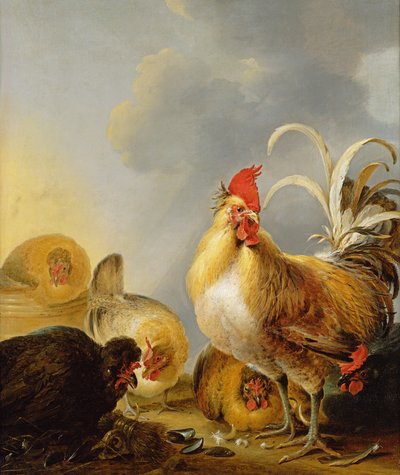 Ryhmä kotipihan lintuja, 1643 tekijältä Gysbert Hondecoeter