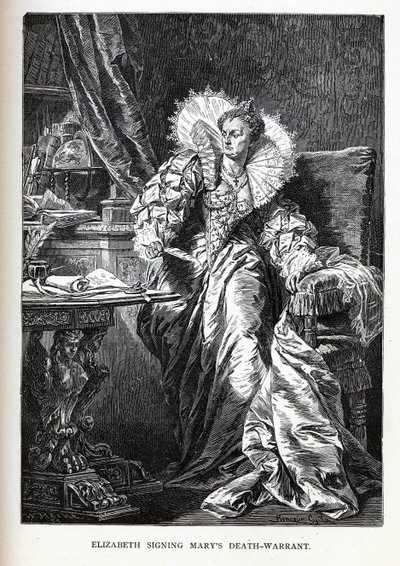 Elizabeth allekirjoitti Maryn kuolemantuomion, 1882 tekijältä Gyula Benczúr