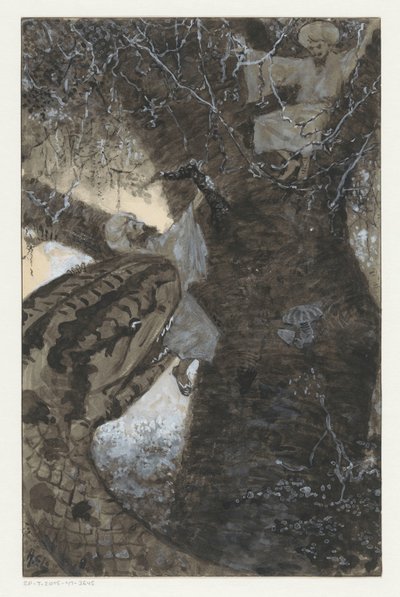 Käärme tarttuu miehen puuhun tekijältä H.C. Louwerse (signed by artist)