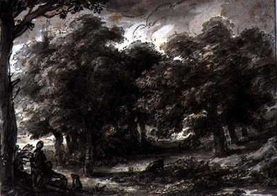 Metsäinen maisema hahmoilla tekijältä H.F. 1751 1812 Aylesford