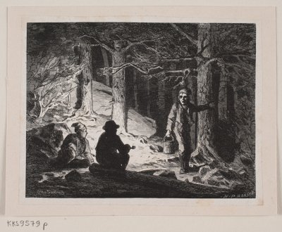 Kuvitus "Kesäyö Krogskovenissa" tekijältä H.P. Hansen