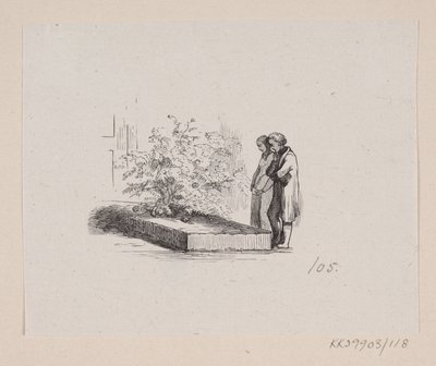 Kuvitus "Naapuriperheille" H.C. Andersen, "Satuja ja tarinoita", osa 2 tekijältä H.P. Hansen
