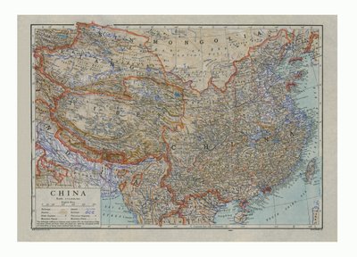 Kiinan kartta, vuodelta 1910 tekijältä HW Cribb