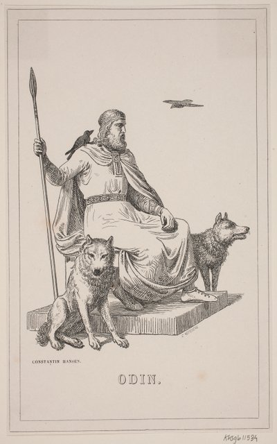 Odin. Kuvitus Fabriciuksen Tanskan historiaan 1, 112. tekijältä H. C. Henneberg