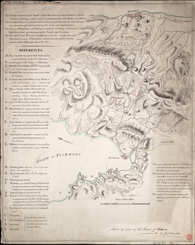 Korsikan saaren osan luonnos. tekijältä H. Dundas