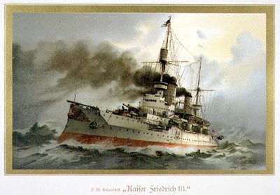 S.M. Linienschiff "Kaiser Friedrich III" (H.M. Ship of the Line "Emperor Frederick III") 1900 (litho) tekijältä H. Graf