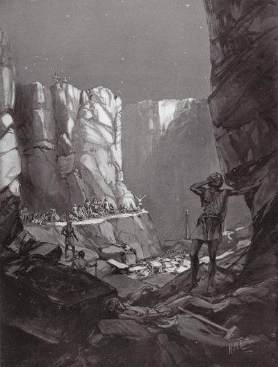 Ateenalaisten katastrofit Sisiliassa, eKr. 413 (litografia) tekijältä H. M. (after) Burton