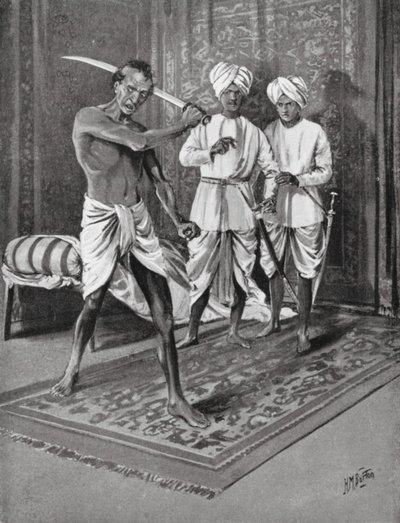 Malik Naib Kafurin viimeinen teko, AD 1316 (litografia) tekijältä H. M. (after) Burton