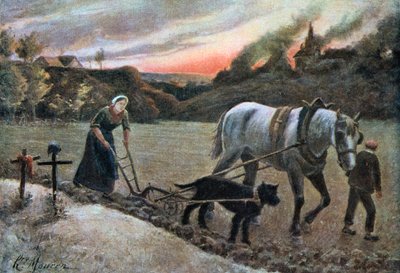Nainen pelloilla, 1915. tekijältä H. Mouren