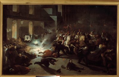 Napoleon III:n salamurhayritys Felice Orsinin toimesta Pariisissa 14. tammikuuta tekijältä H. Vittori Romano