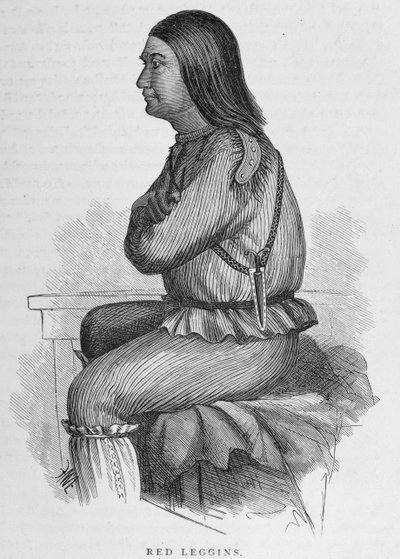 Red Leggins, Fort Yukonin päällikkö, "Alaska ja sen resurssit", William H. Dall, kaiverrus John Andrew, pub. 1870 tekijältä H. W., Elliot