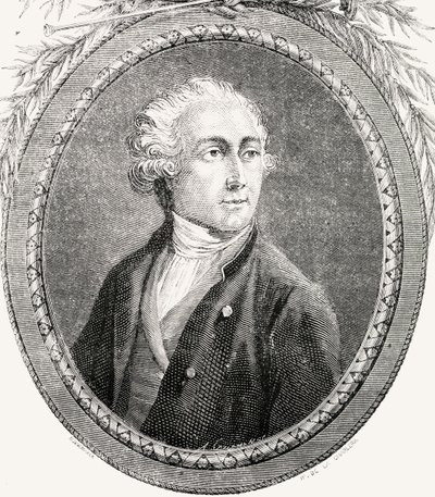 Antoine Laurent Lavoisier, kaiverrettu Pannemaker-Ligny, Louis Blancin (1811-82) teoksesta "Histoire de la Revolution Francaise" tekijältä H. de la Charlerie
