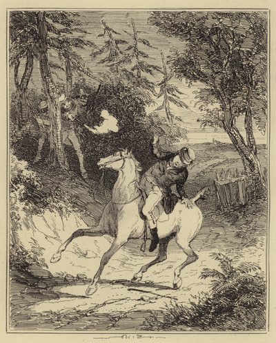 Os luditas atirando no Sr. Horsfall (gravura) finlandês tekijältä Hablot Knight (1815 92) (after) Browne