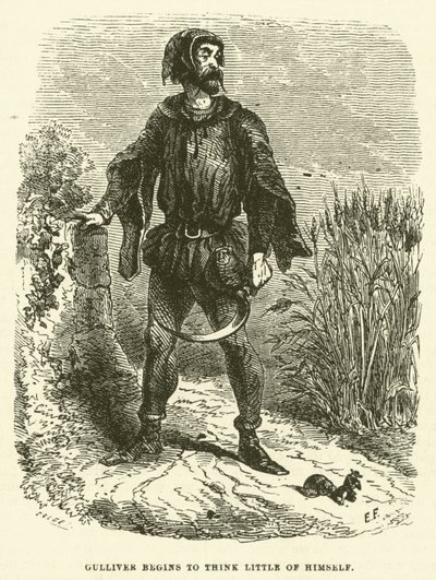 Gulliver alkaa ajatella itsestään vähän (kaiverrus) tekijältä after Hablot Knight Browne