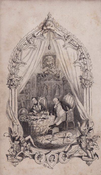 Samuel Pickwick ja Alfred Jingle, kuvitus Charles Dickensin romaanista Pickwick Papers (kaiverrus) tekijältä after Hablot Knight Browne