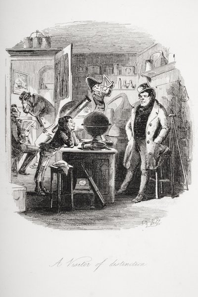 Erityinen vierailija, kuvitus Charles Dickensin (1812-70) "Dombey and Son" -julkaisusta, joka julkaistiin ensimmäisen kerran 1848 (litho) tekijältä Hablot Knight Browne