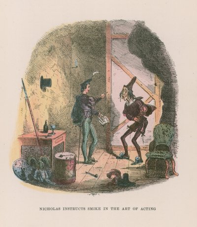 Kuvitus Nicholas Nicklebylle tekijältä Hablot Knight Browne