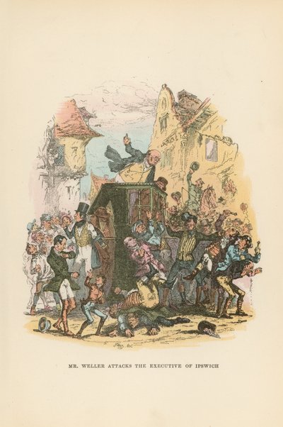 Kuvitus Pickwick Papers -teokseen tekijältä Hablot Knight Browne