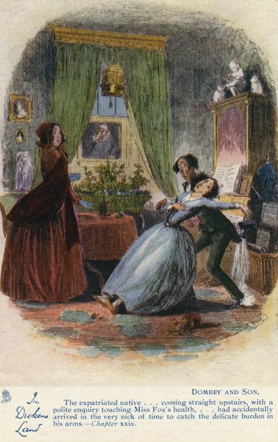 Dickens Landissa - Dombey and Son -postikortti, n. 1907 tekijältä Hablot Knight Browne