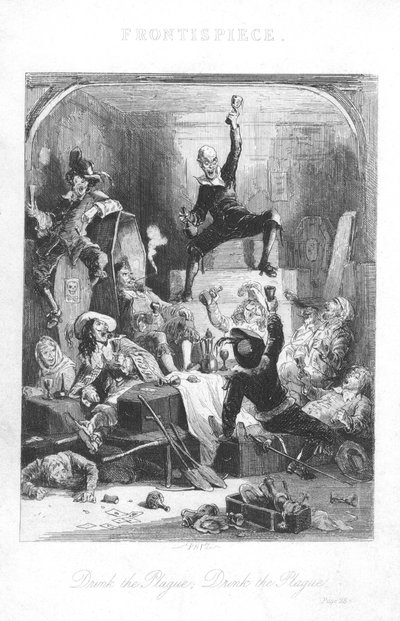 Kohtaus William Harrison Ainsworthin elokuvasta Old St Pauls, 1855 tekijältä Hablot Knight Browne