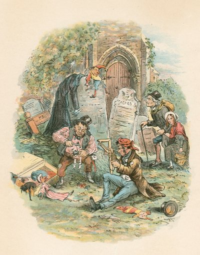 Kohtaus Charles Dickensin Old Curiosity Shopista, 1841 tekijältä Hablot Knight Browne