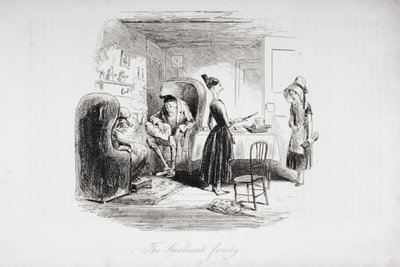 Smallweed-perhe, kuvitus Charles Dickensin (1812-70) teoksesta "Bleak House", julkaistu 1853 tekijältä Hablot Knight Browne
