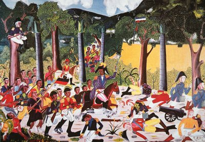 Jean Jacques Dessalinesin johtamat haitilaiset voittivat Napoleonin joukot (öljy kankaalle) tekijältä Haitian School