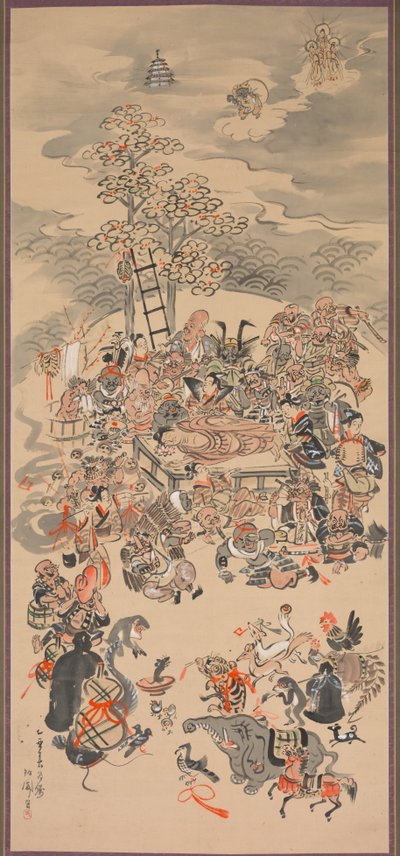 Parinirvana Otsu-e-aiheilla, 1800-luku. tekijältä Hakuen