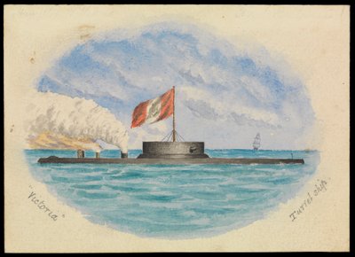 Victoria-tornilaiva, noin 1865 (vesiväri). tekijältä Hamilton Williams