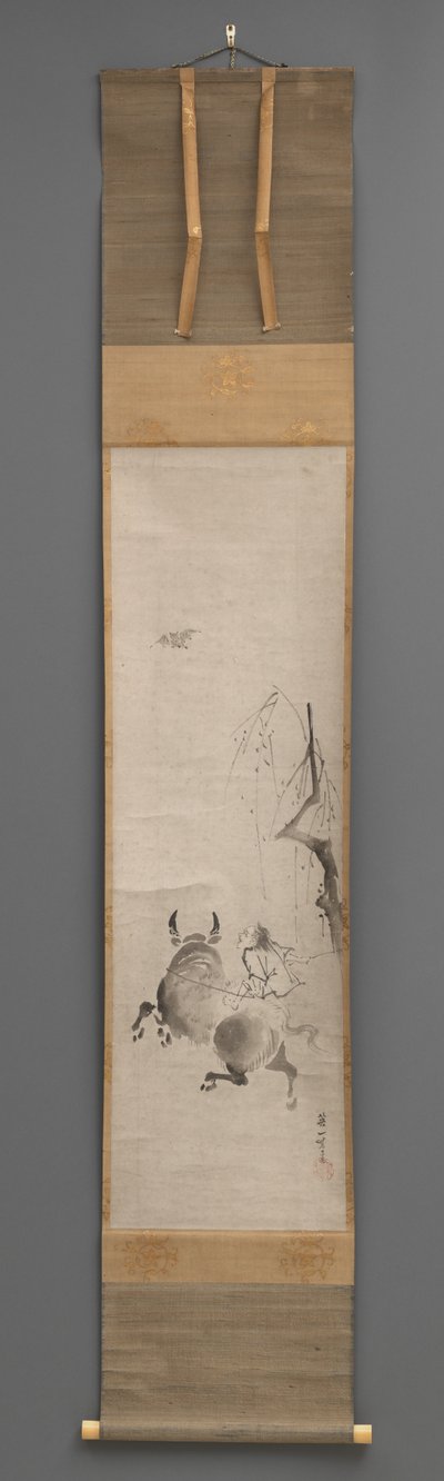 Bull and Rider, 1600-luvun alku - 1800-luvun loppu (Riippuva rulla: muste paperille) tekijältä Hanabusa Itcho