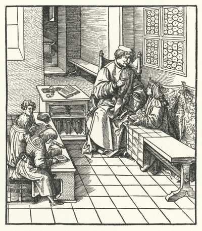 Itävallan arkkiherttua Maximilian koulussa lapsena (kaiverrus) tekijältä Hans (after) Burgkmair