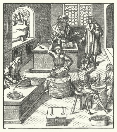 Itävallan arkkiherttua Maximilian rahapajassa (kaiverrus) tekijältä Hans (after) Burgkmair