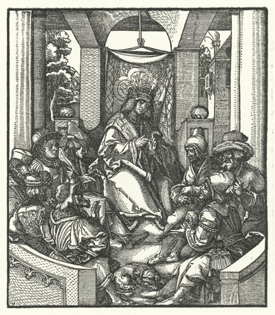 Ranskan kuningas Ludvig XI neuvottelee flaamilaisten kapinallisten kanssa tekijältä Hans (after) Burgkmair
