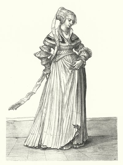 Baselin naisen puku (kaiverrus) tekijältä Hans (after) Holbein the Younger